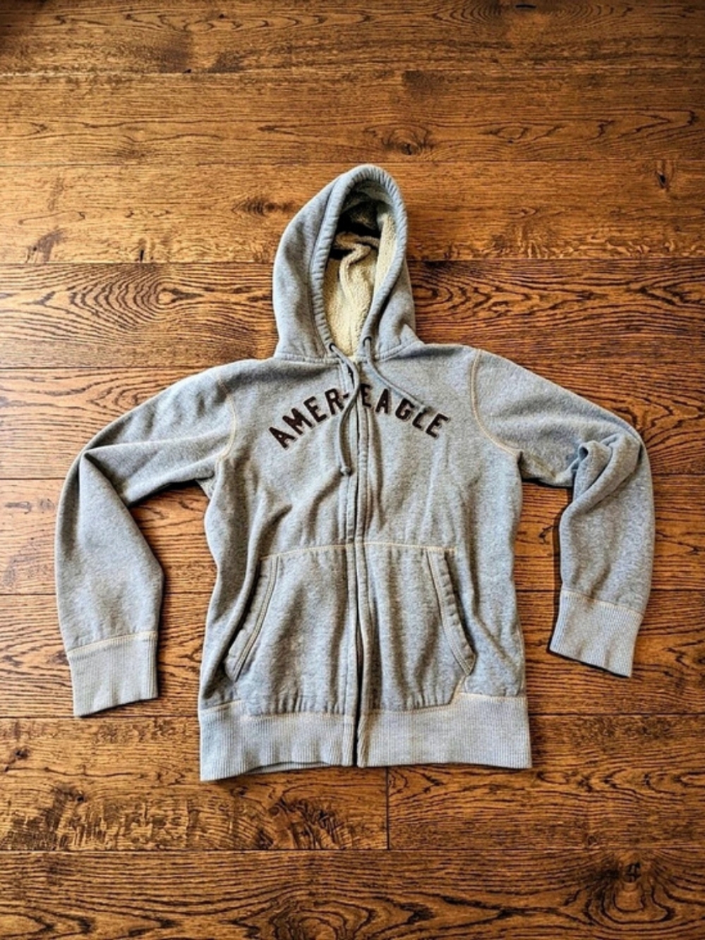 American Eagle Outfitters Full-Zip Hoodie Gray Small